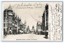1908 Mariposa Street Horse Wagon Stores Fresno California CA Antique Postcard picture
