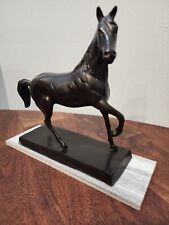 Vintage Bronze Horse Statue Figurine Handcrafted Thailand on Marble Superb Cond picture