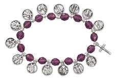 8mm Purple Stations of Cross Stretch Bracelet Comes Boxed picture
