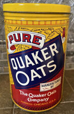Vintage Tin 1984 Quaker Oats 8” Tall Bright Colors picture