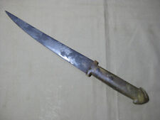 OLD ARAB MIDDLE EASTERN STYLE DAGGER KNIFE WITH SYMBOLS ON BLADE & HORN GRIP picture