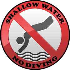4x4 Shallow Water No Diving Sticker Vinyl Pool Swimming Safety Sign Stickers picture
