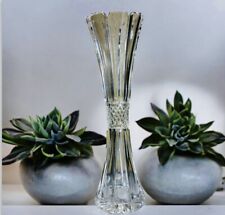 Vintage Slender Crystal Glass Tall Neck Leaded Cut Clear Bud Vase 10inch picture