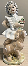 Vintage Porcelain Bloomer Girl With Dog And Roses Tengra Spain Valencia picture