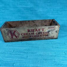 Vintage 3lb Kraft Cream Cheese With Pimientos Wood Box Dovetail Corners picture