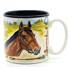 Horse Coffee Mug Cup Beautiful Flowers Balloons 10 ozs Black Interior Vintage picture