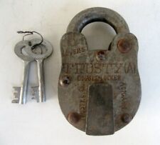 Vintage Old Rare Trusty Double Locker Metal Made Tricky System Padlock With Key picture