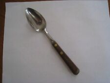 Vintage Stainless Tablespoon Wood Handle Brass Rivets Arrow Pattern Flatware picture