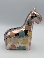 Silver Plated Giraffe Metal Coin Bank Colorful Spots 6