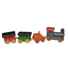 VTG Mini Wooden 4 Piece Train Engine Coal Car 2 Passenger Cars Taiwan Christmas picture