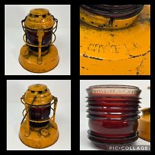 DIETZ Night Watch Railroad Lamp Lantern Fresnel Red Glass Globe Rare City Of LA picture