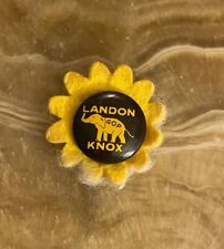 1936 Landon Knox Campaign Pin Button Sunflower 🌻 GOP On Yellow Felt💗 picture