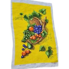 VINTAGE LAMONT PURE LINEN TEA DISH TOWEL FRUIT RED GREEN YELLOW 1970'S PRISTINE picture