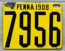 1908 Pennsylvania Porcelain License Plate -  Nice Condition - No Touch Up picture