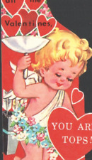 UnUsed Vintage Valentine's Card Cupid w/Quiver of Arrows You are TOPS Teacher picture