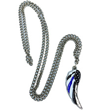 Thin Blue Line Eagle's Wing Police Officer's Prayer pendant charm necklace BB-00 picture