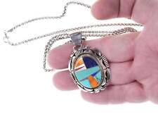 Fred Peters Navajo Sterling Multi-stone channel inlay pendant. picture