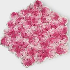Beautiful Handmade Crochet Doily Decorative Light Hot Pink White Cottage Core picture