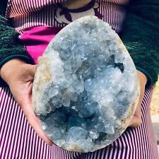 8.11LB Natural Beautiful Blue Celestite Crystal Geode Cave Mineral Specimen picture