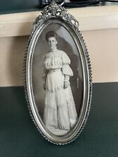 Vintage Victorian Woman Photo Frame W/Glass Metal Frame 7
