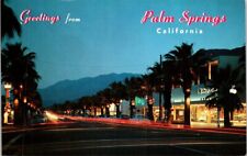 1958 Nighttime View Palm Canyon Drive Palm Springs California Vintage Postcard picture