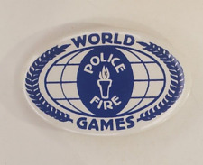 Vintage 1989 Police Fire World Games Vancouver Canada Pinback Button picture