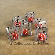NEW Set of 6 CLEAR Double Six Sided 19mm Dice Game RPG Math Large 3/4 inch D6  picture