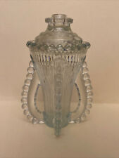 Antique EAPG Clear Pressed Glass Inkwell/Perfume Bottle Handblown~Beaded~Fluted picture