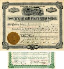 Hooverhurst and South Western Railroad Co. Signed twice by A.G. Edwards - Stock  picture