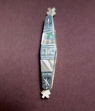Native American Navajo Sterling Silver Folding Knife,Antique/Vintage Bone Blades picture