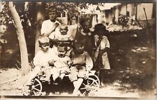 RPPC The Cutest Children on Wagon Barefoot Smiles Real Photo Postcard V8 picture