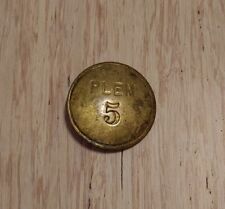 Vintage Old P.L.E.M. 5 Brass Metal BADGE Pin Pinback Pipeline End Manifold Pin picture
