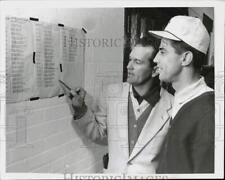 1958 Press Photo Golfers Paul Harney & Bill Johnston Review Pairing Sheets picture