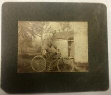 antique Turn of the Century BICYCLE cabinent CARD wood wheel bike picture