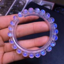 7.8mm Natural Burma Moonstone Rainbow Blue Light Beads Bracelet AAAA picture