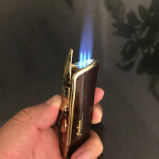 Metal Triple Torch Jet Butane Cigar Cigarette Power Lighter Built in Cigar Punch picture
