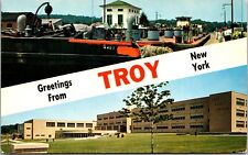 Greetings From Troy New York NY Banner Postcard L2 picture