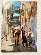 Postcard Rhodes Old City Sreeet Scene Locals In Traditional Garb Chrome Unposted picture