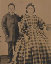 1860s-1870s Old French Antique Tintype Photo Young Boy & Mother Lady Photograph picture