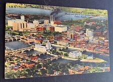Linen Postcard Aerial View Cedar Rapids, Iowa Quaker Oats Plant Loop District picture