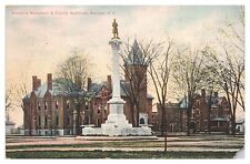 Vintage Soldier's Monument and County Buildings Warsaw NY Postcard c1909 DB picture