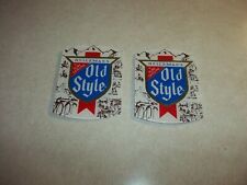 2 Vintage OLD STYLE BEER TAP KNOB HANDLE PLASTIC PLAQUES Wisconsin Wi Bar Tavern picture
