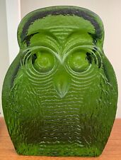 1960s Vintage BLENKO Owl Green Art Glass Bookend Figurine Mid Century EUC picture
