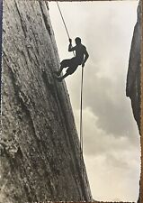 RPPC Dolomites Italy Mountaineer Rock Climber Rappelling Real Photo Postcard 4x6 picture