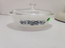 Glasbake “Blue Onion” Ovenware with Lid Vintage 8.5”  2 Qt J514 Old Town Blue picture