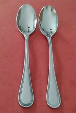 2 Towle BEADED ANTIQUE 18/8 Stainless TEASPOONS 6 1/4
