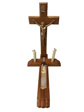Vintage Antique Wood Crucifix Last Rites Sick Call Exorcism Kit Old Instructions picture
