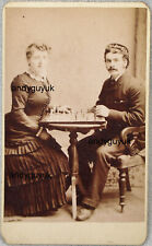 CDV CHESS PLAYERS GAME KIRKWALL ORKNEY SCOTLAND SMOKING CAP ANTIQUE PHOTO picture