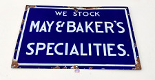 1940s Vintage May & Baker Specialities Advertising Enamel Sign Board Rare EB248 picture