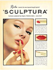 1963 Revlon Sculptura  Imperial Length Lipstick Vintage Print Ad Red Cosmetics picture